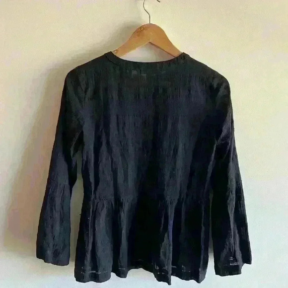 LOFT Baby Doll Navy Blue Boho Bohemian Sheer Bell Sleeves Blouse XXS Petite - Picture 6 of 11